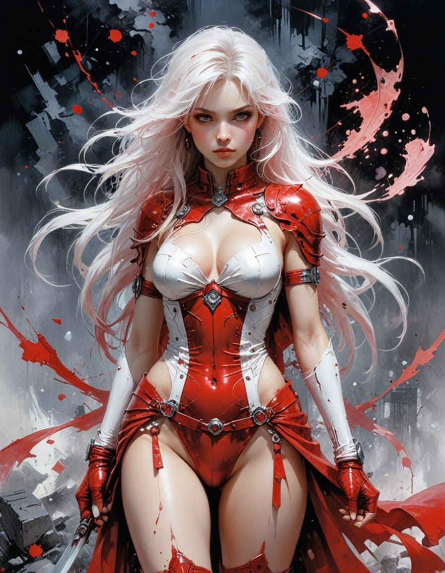 Abstract Art in Red, Pink, and White