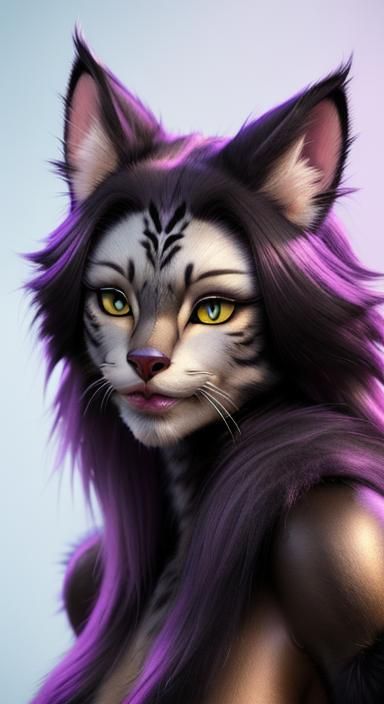 Sensual Feline Woman in Detailed 3D Digital Art