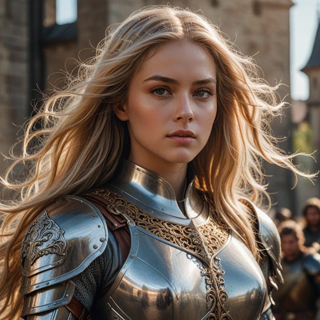 Elegant Fantasy Knight in Golden Armor