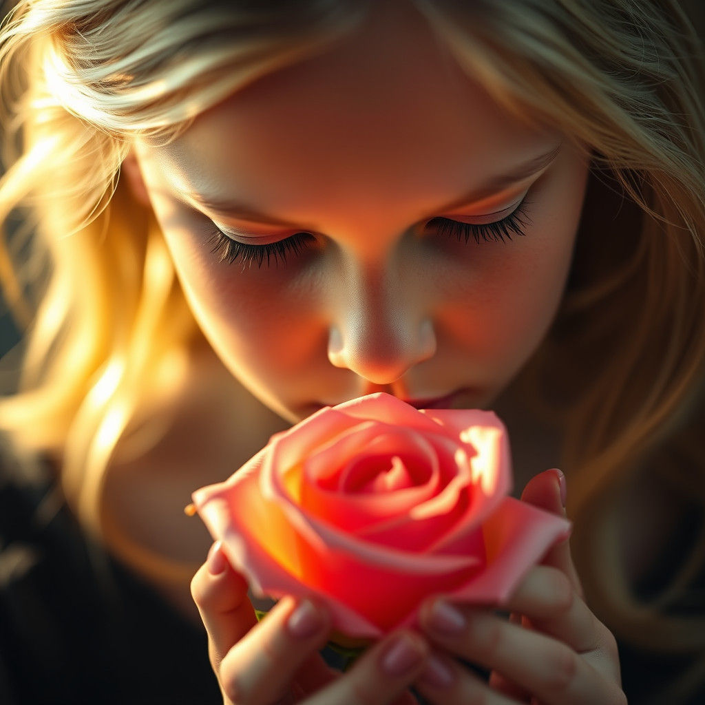 Girl with Rose: Ethereal Oil Painting Portrait