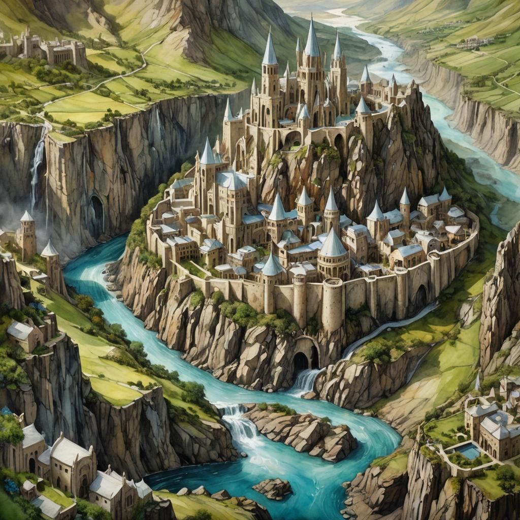 Minas Tirith in Alcohol Ink Style