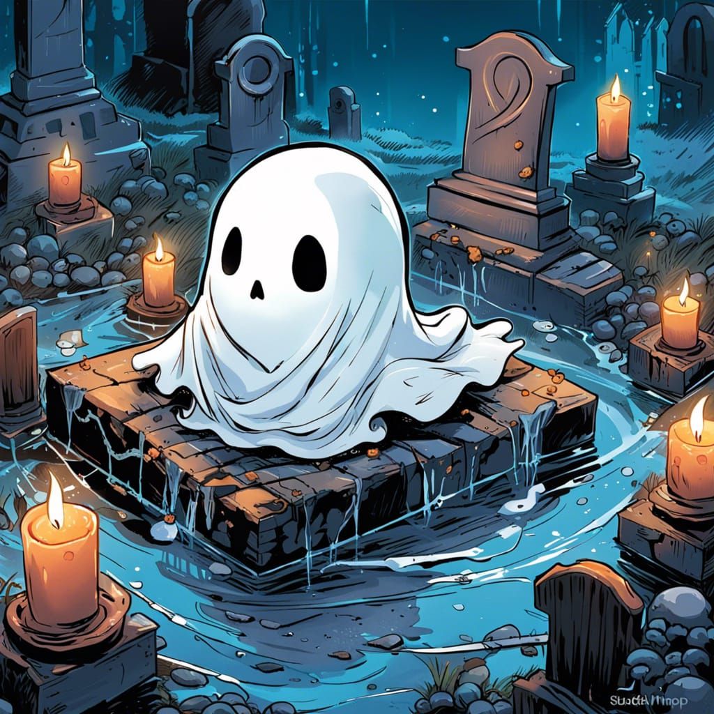 Chibi Ghost in Cozy Graveyard: Manga Art