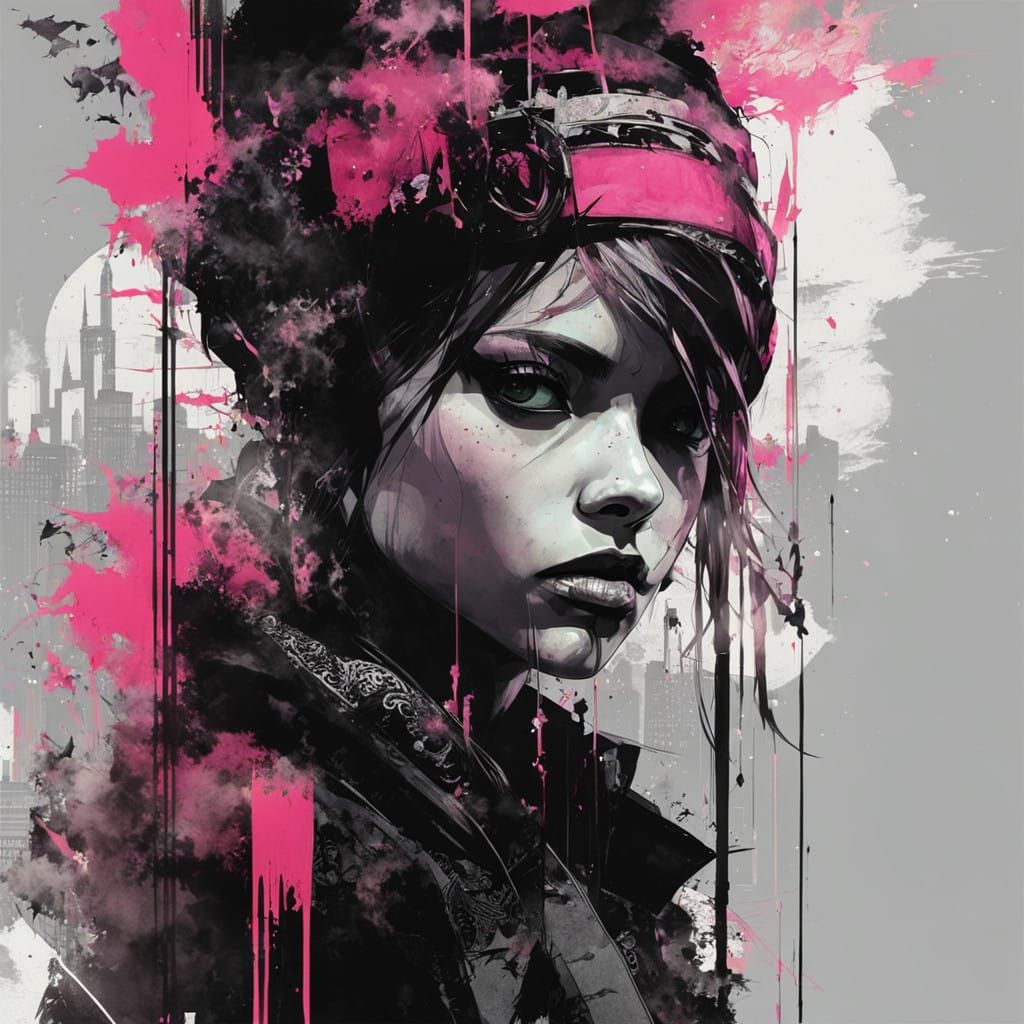 Rebellious Gothic Lolita in a Dystopian Urban Landscape