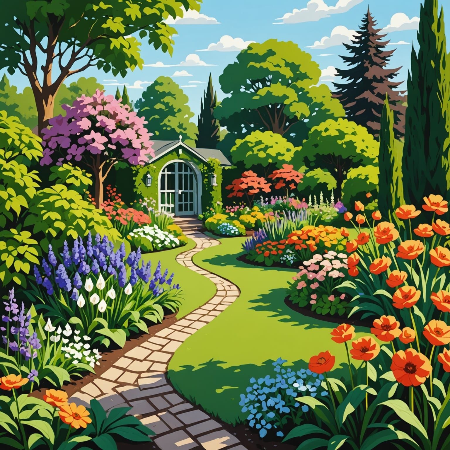 Romantic Garden Scene in Chris Clover's Dreamy Style