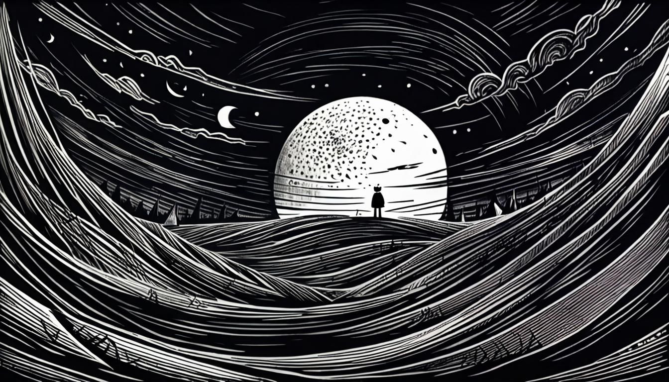 Monochromatic Face with Swirls in Sketchy Style