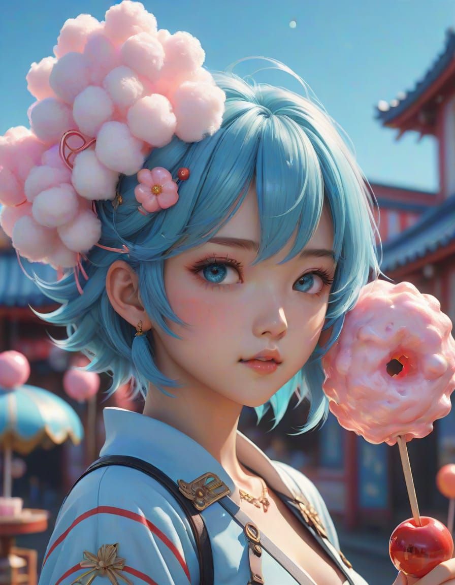 Vibrant Anime Sweets on a Pastel Background