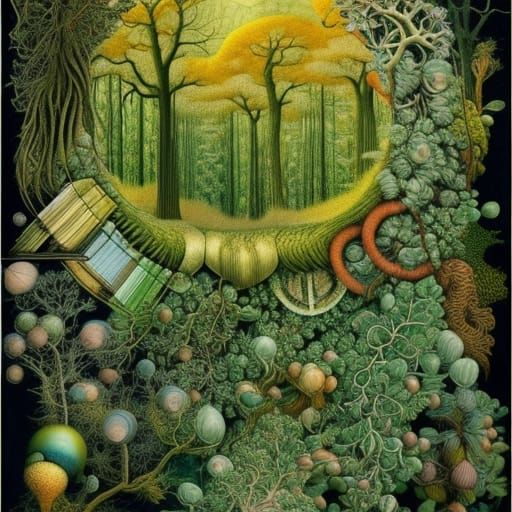 Intricate Forest Scene with Rich Colors