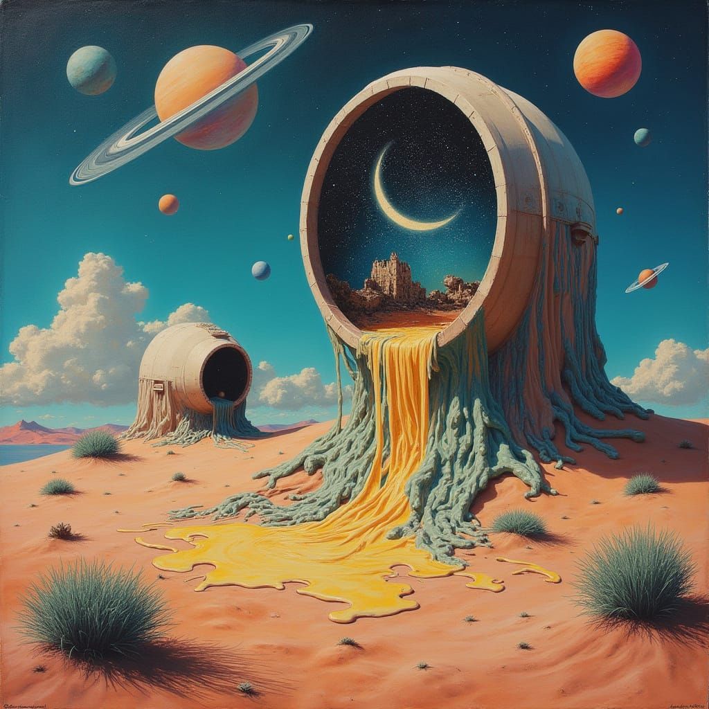 Surreal Observatory in Dunes: A Dali-esque Dreamscape