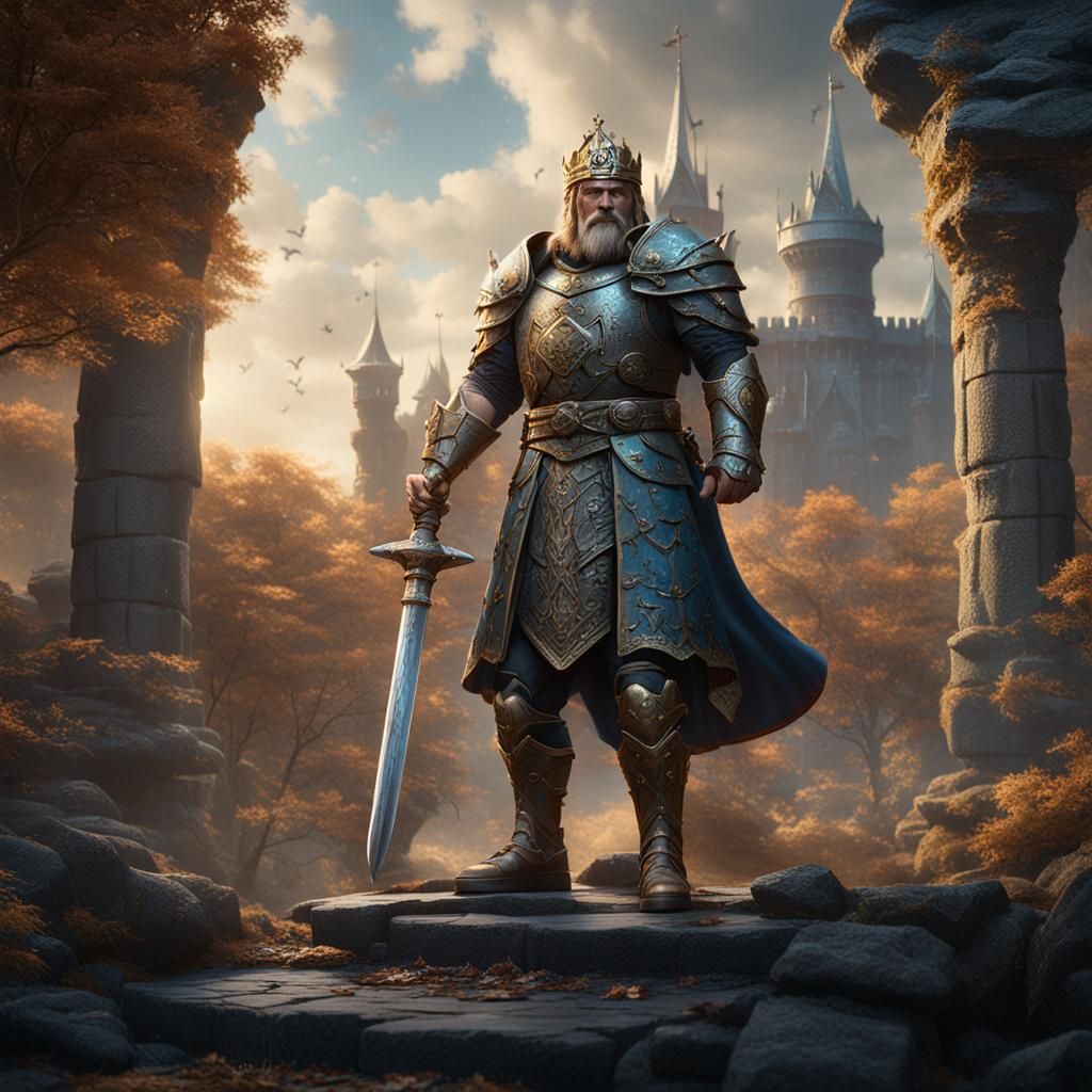Epic Fantasy King in Vibrant, Detailed Matte Painting Style