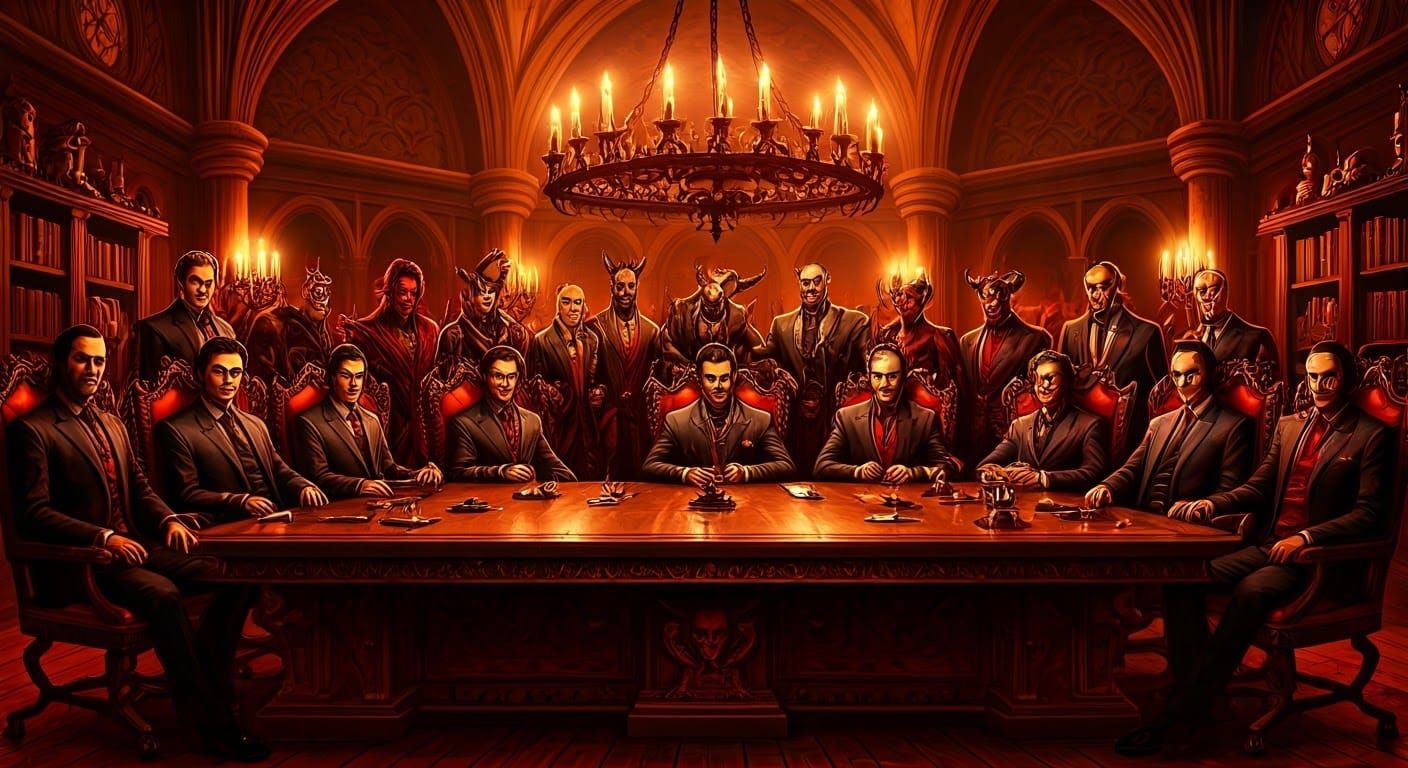 Demonic Boardroom Meeting in Hell Inc.