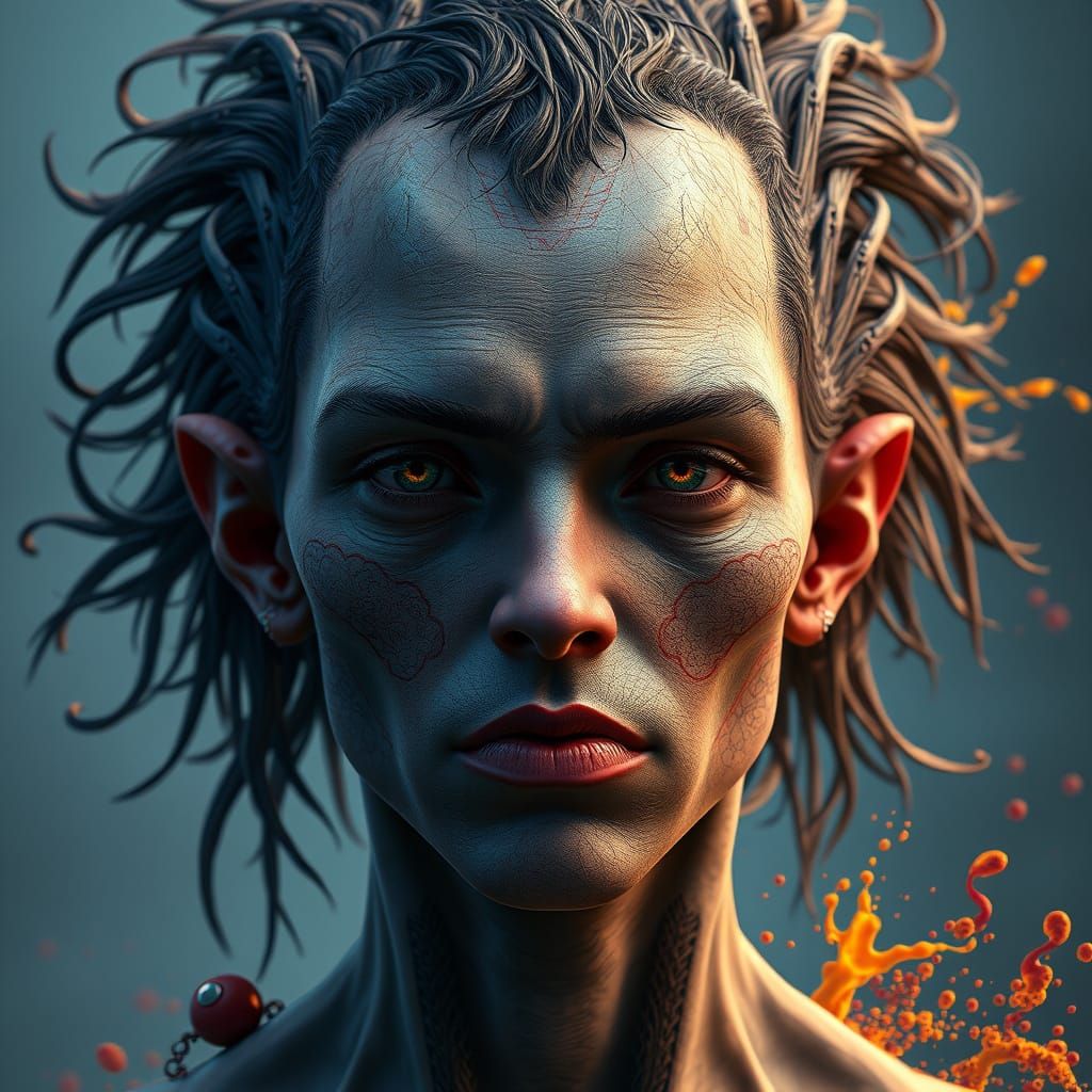 Fantastical Character Head in Intricate Detail