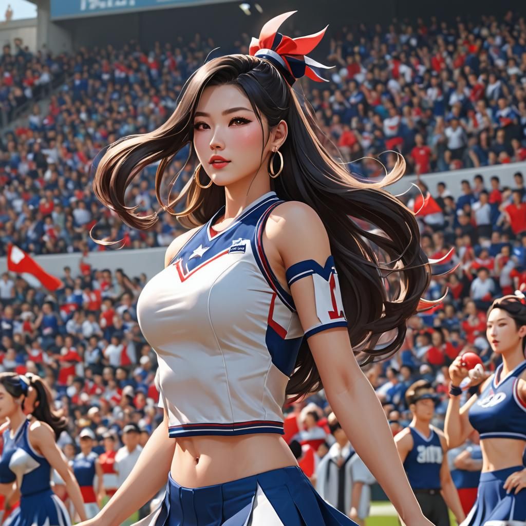 1950s Korean Cheerleader in Anime Style