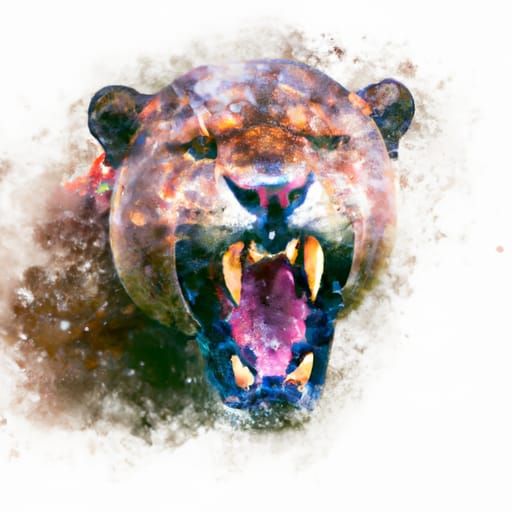 Vibrant Watercolor Portrait of a Fierce Smilodon