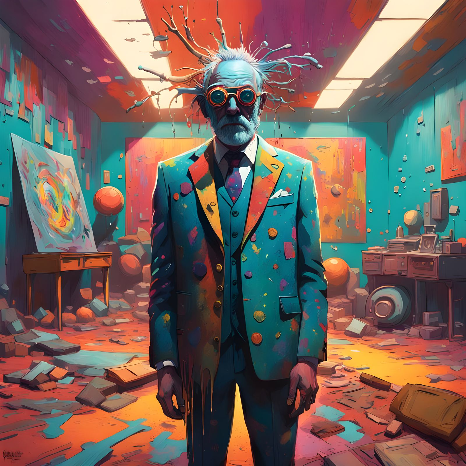 Hyperrealistic Oddity in Colorful Splash Art Style
