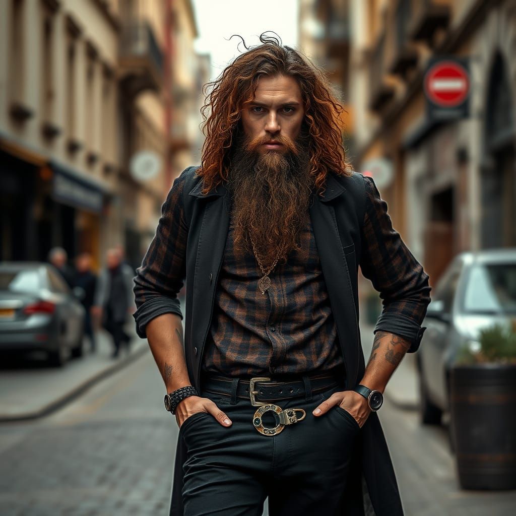 Gypsy-Inspired Male Model in Urban Landscape