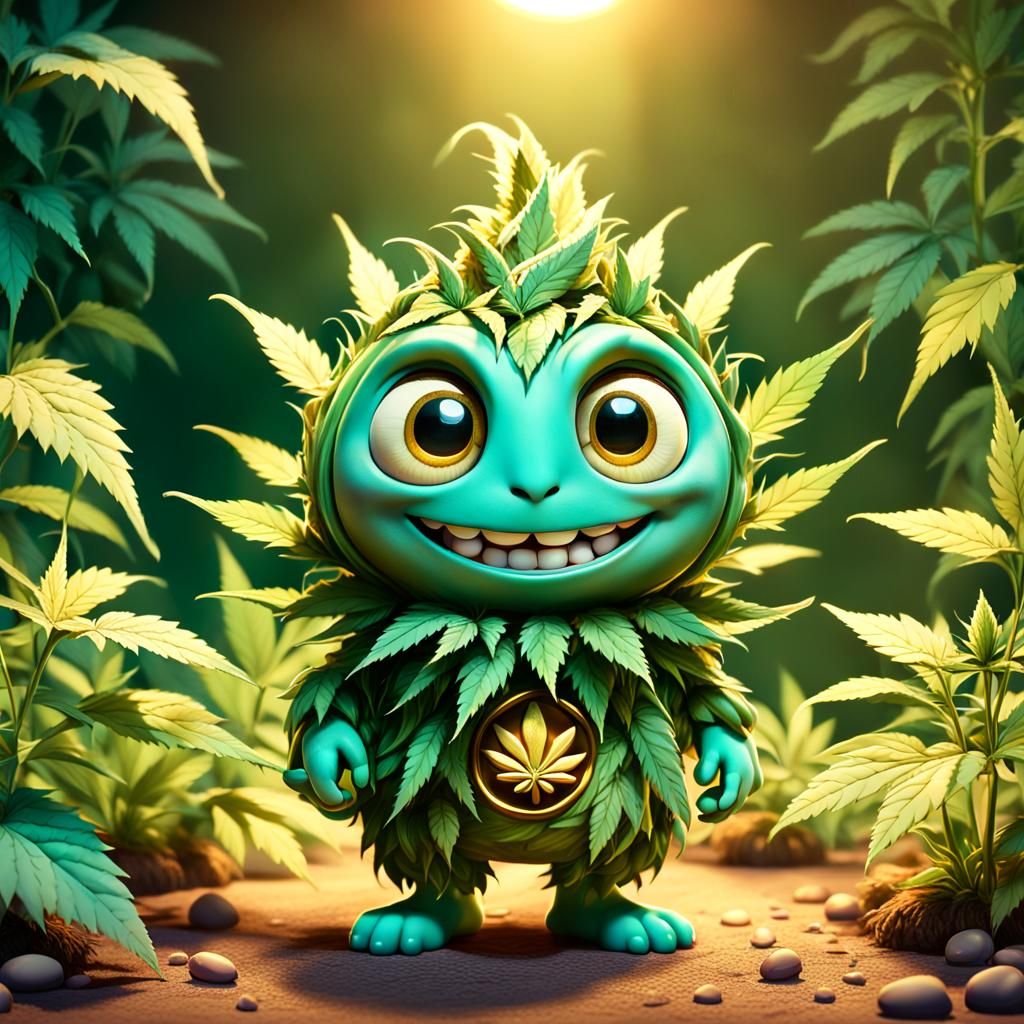 Cute Cannabis Bud in Disney-Inspired Chibi Style