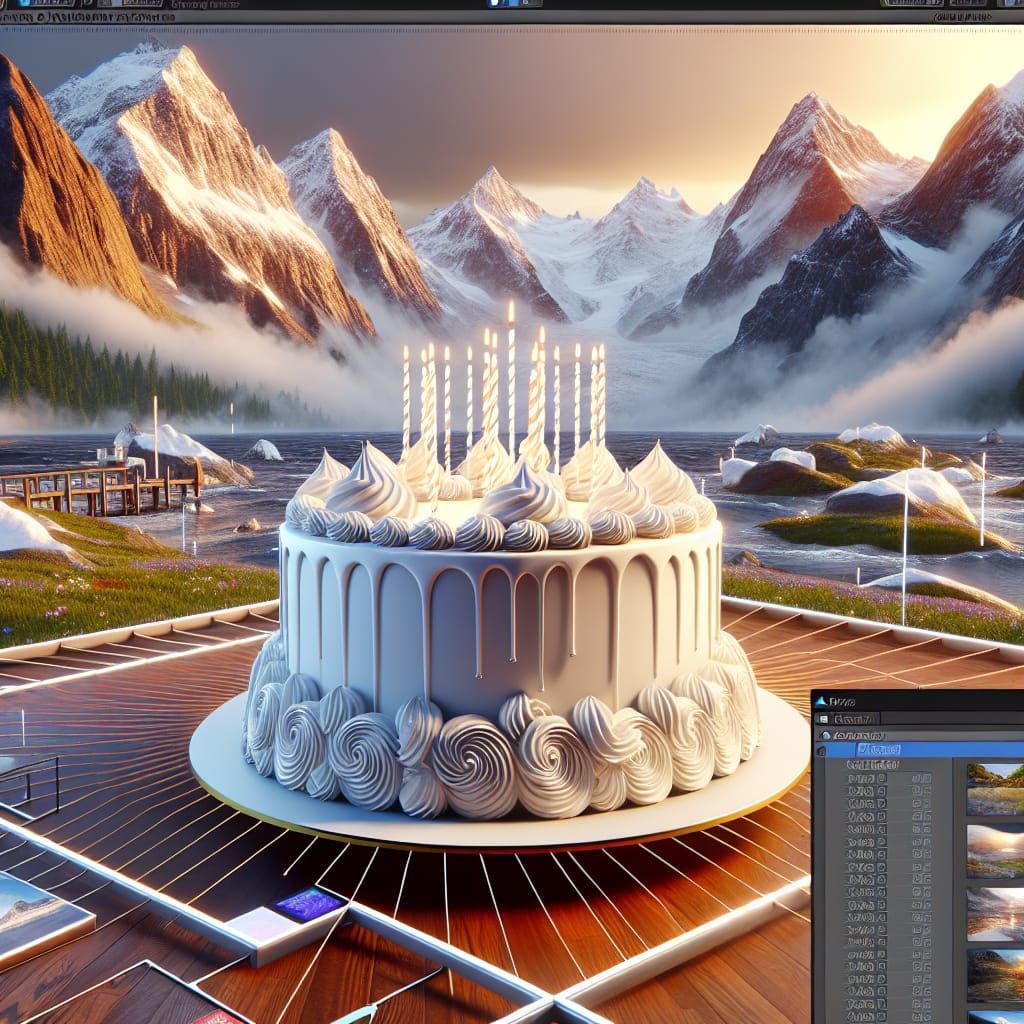 Epic 3D Cake With Mountain View