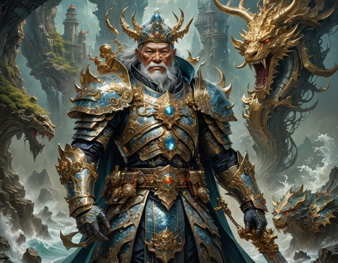 Metallic Soldier in Ornate Oil Painting Style