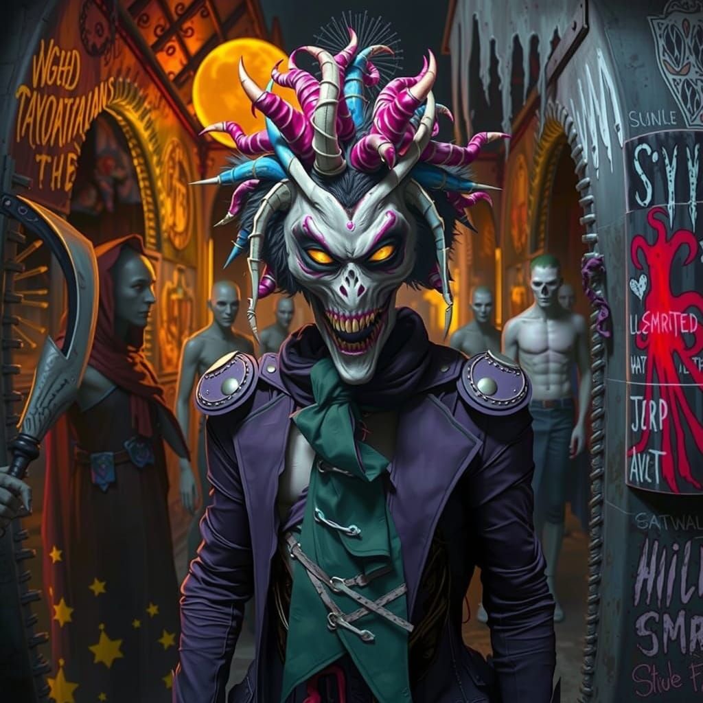 Dark Figure Embodiment of Chaos in Eerie Landscape