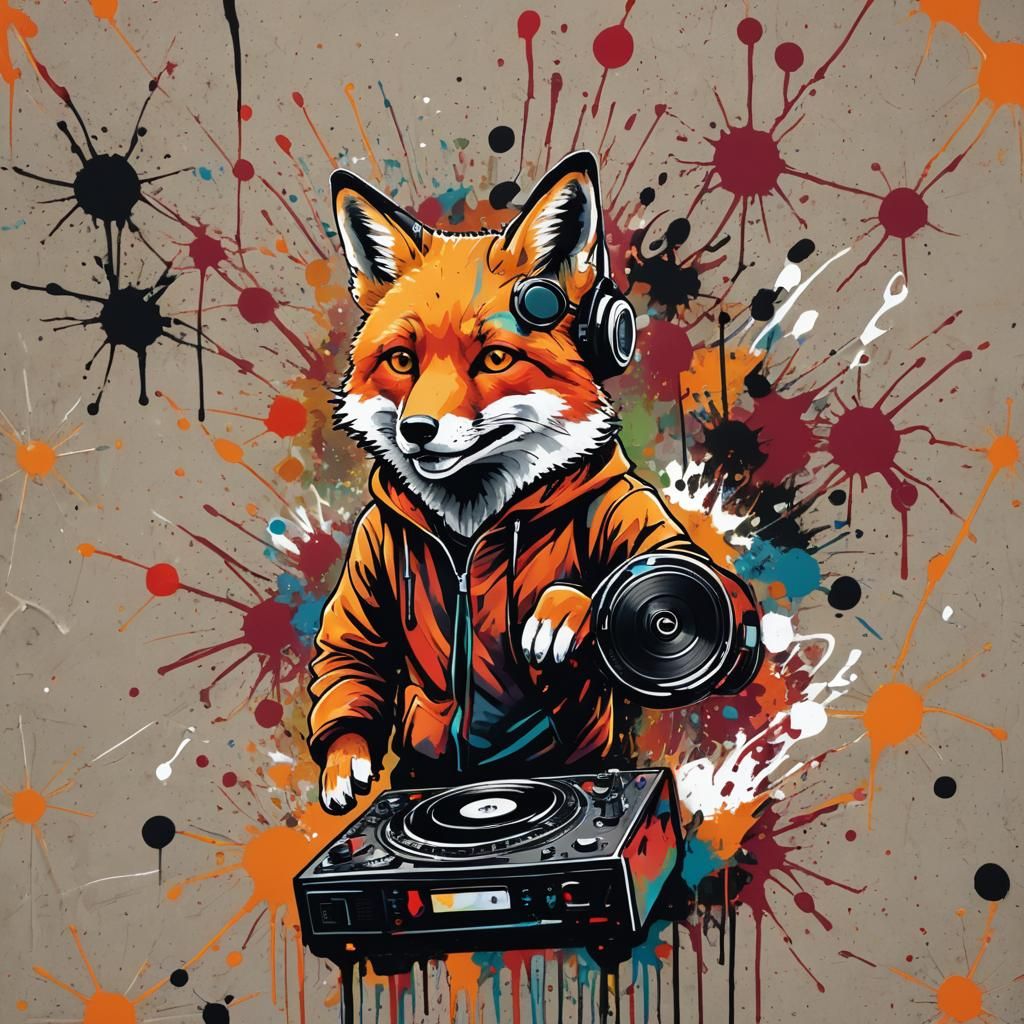 DJ Fox in Warm-Colored Graffiti Art