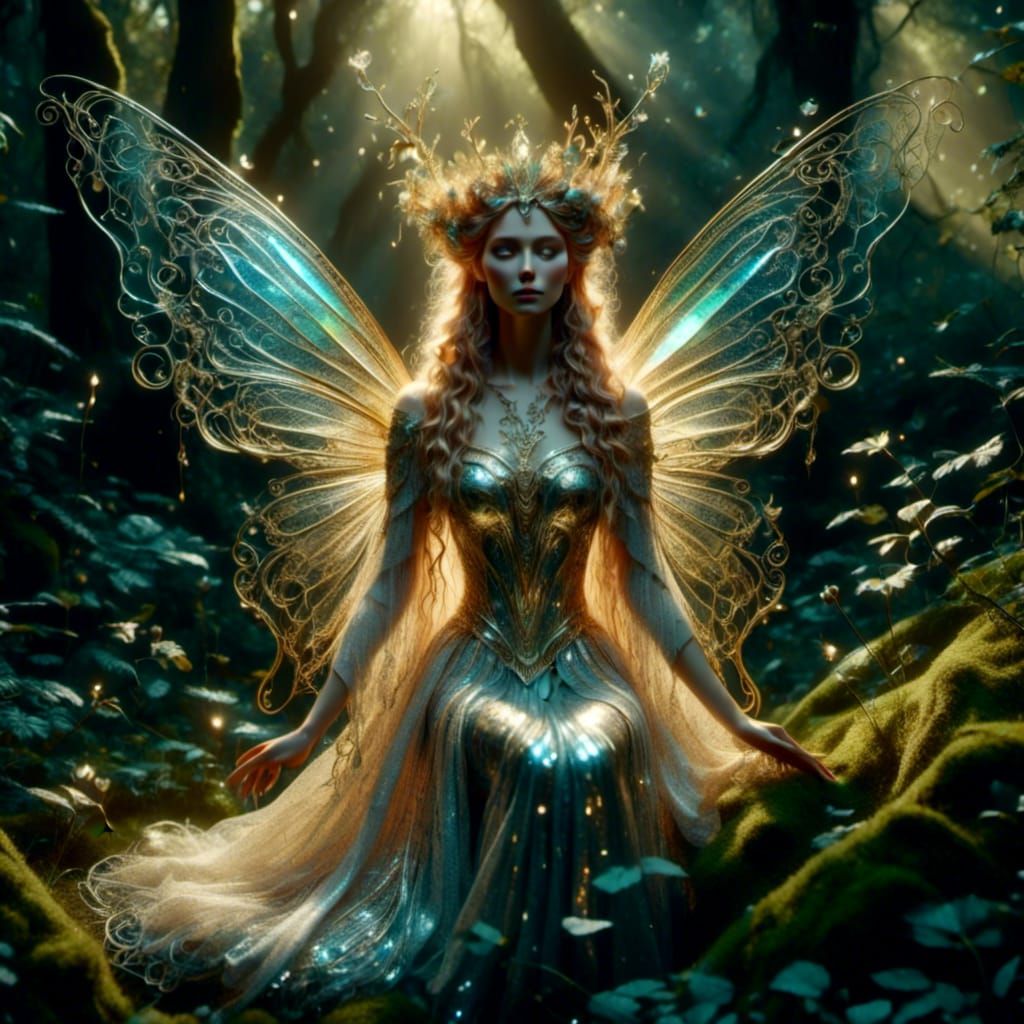 Portrait of Titania, the Faerie Queen with Golden Magic