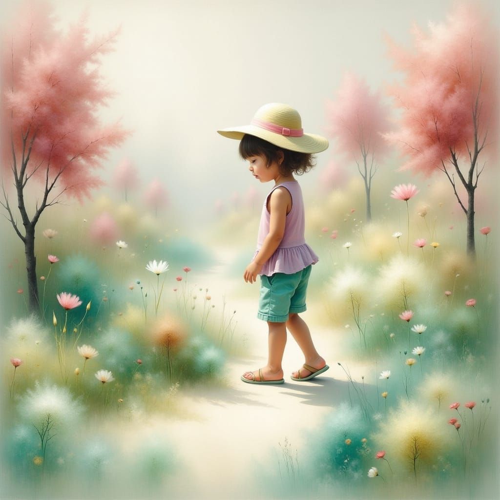 Whimsical Kidcore Scene in Pastel Hues