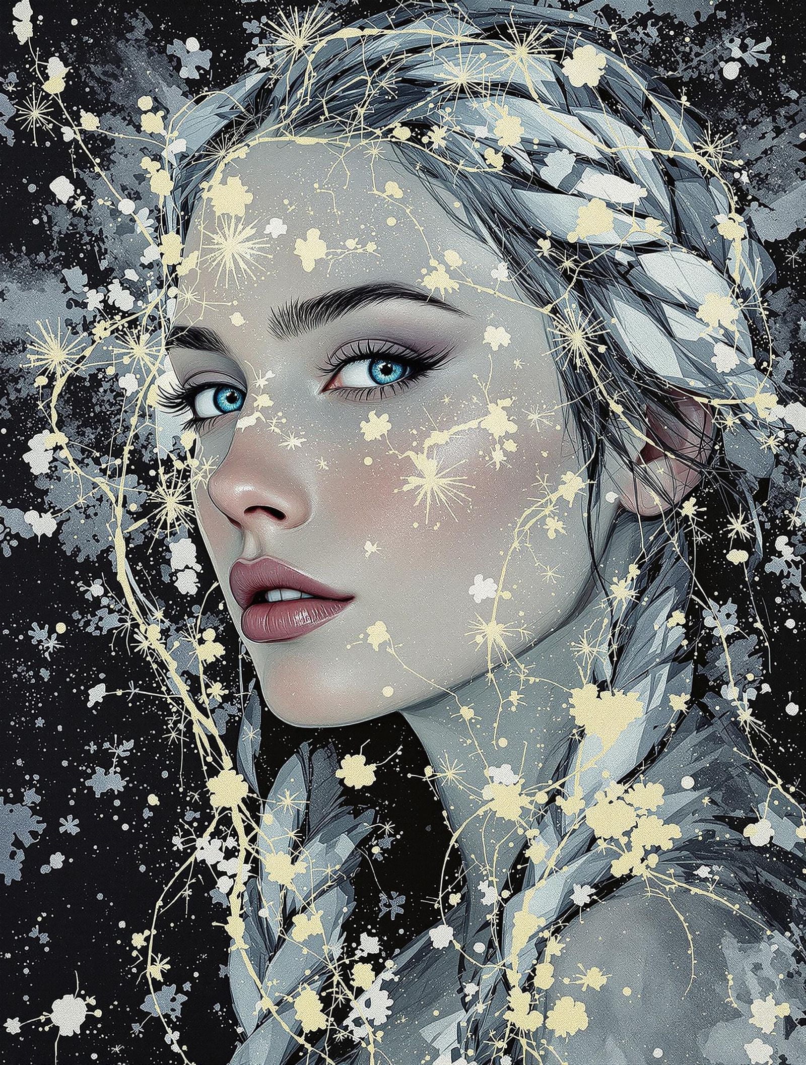 Ethereal Sámi Woman in Mercury-Lit Reindeer Paths