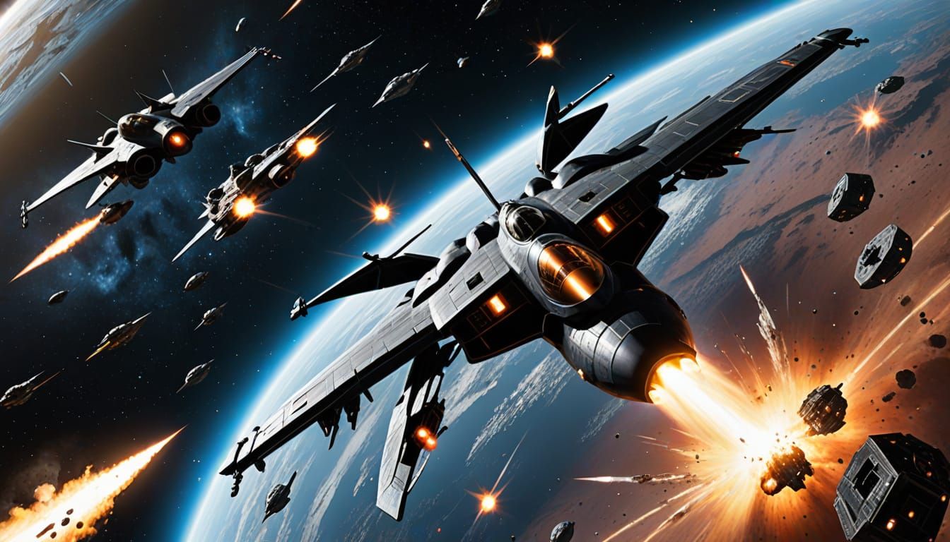 Intergalactic Space Battle in a Dazzling Asteroid Explosion