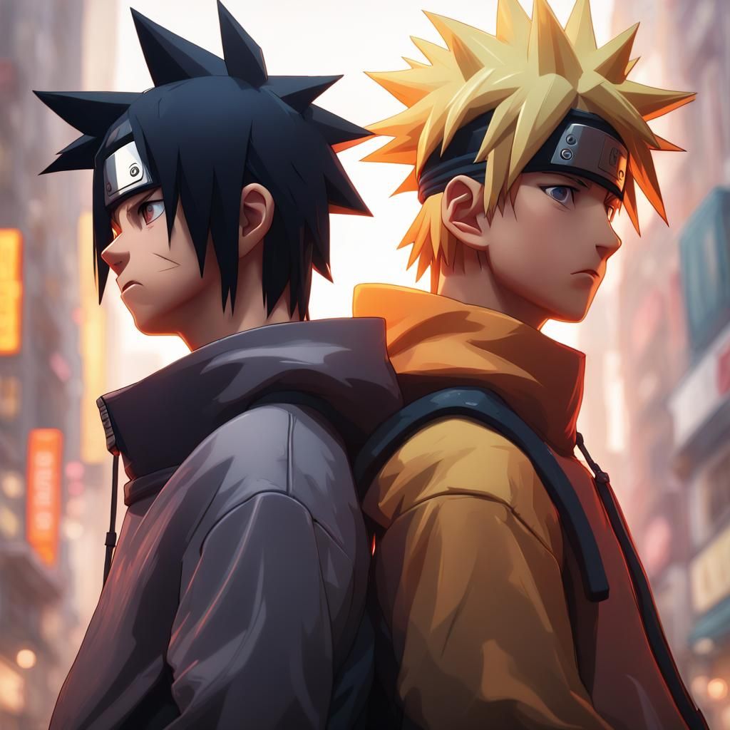 Naruto and Sasuke: Detailed Anime Digital Art