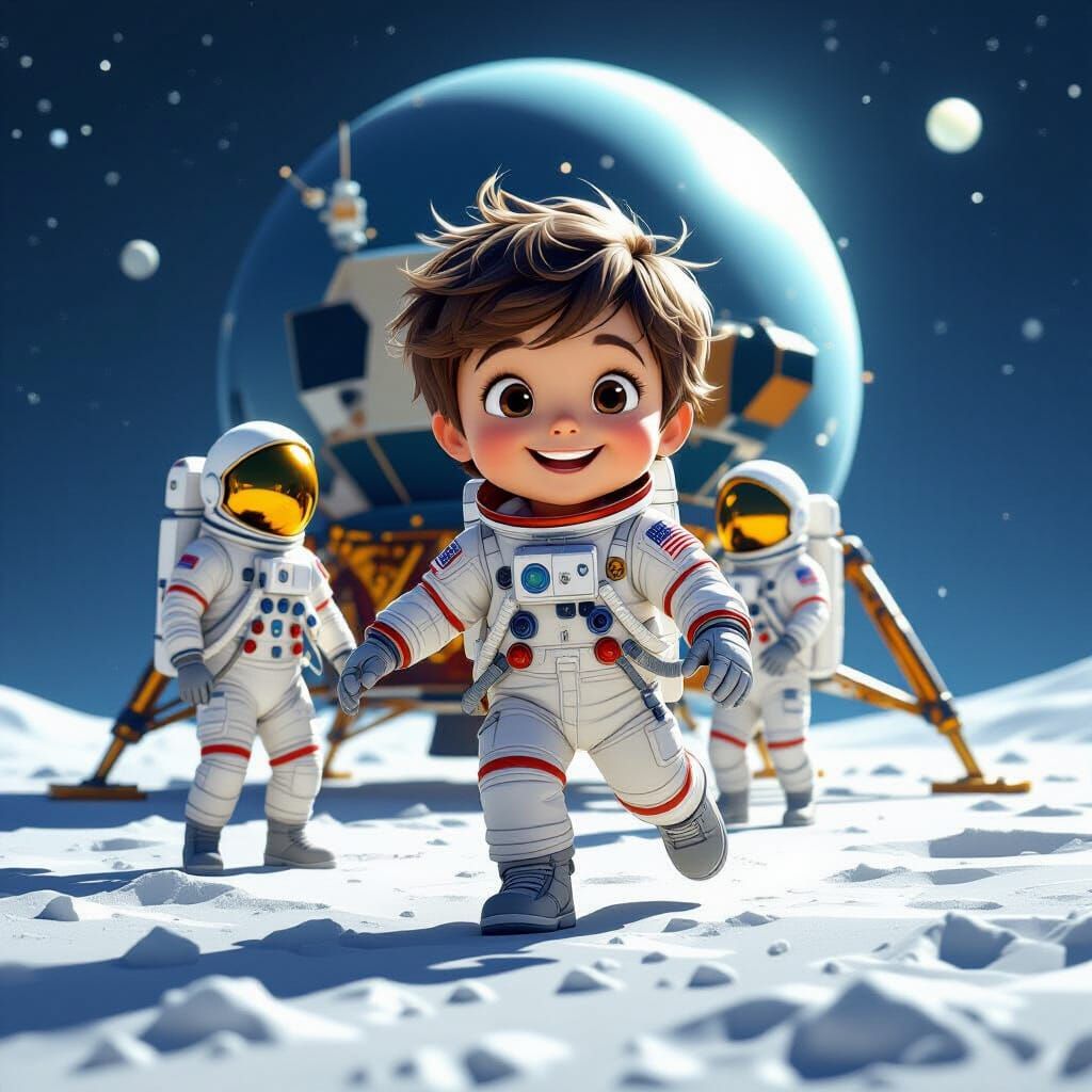 Boy Lands on Moon with Armstrong, Aldrin