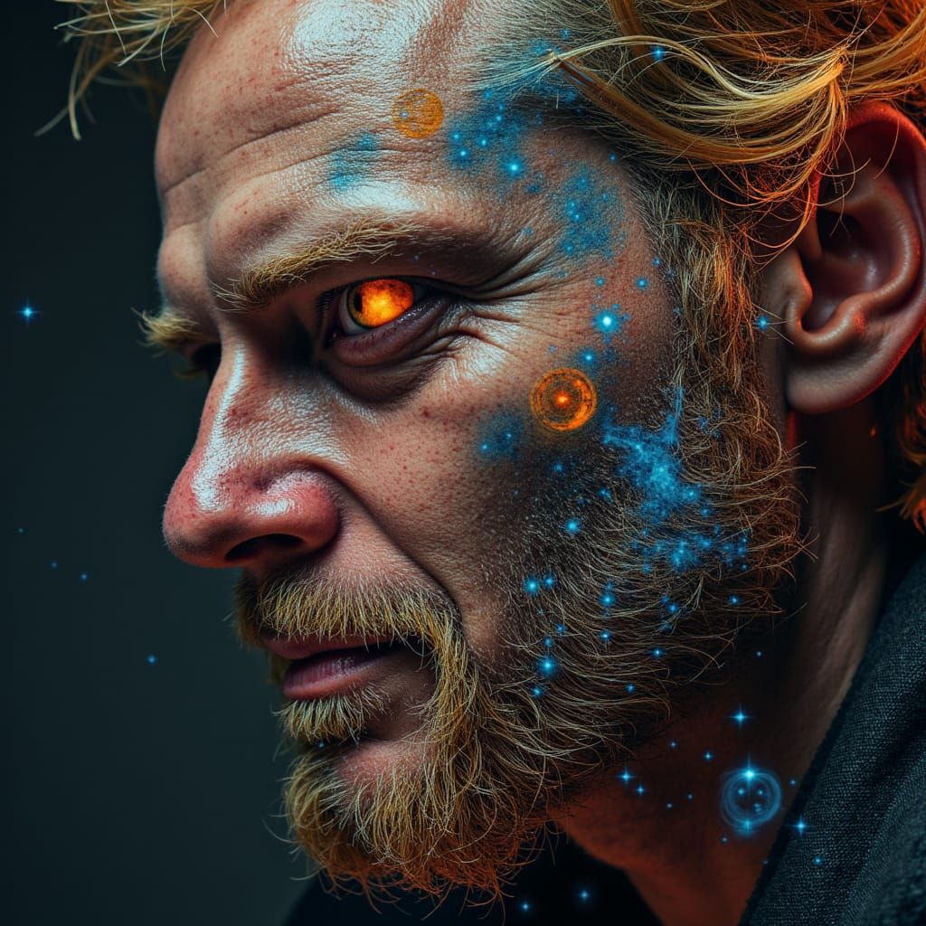 Steampunk Portrait With Astral Cosmic Elements