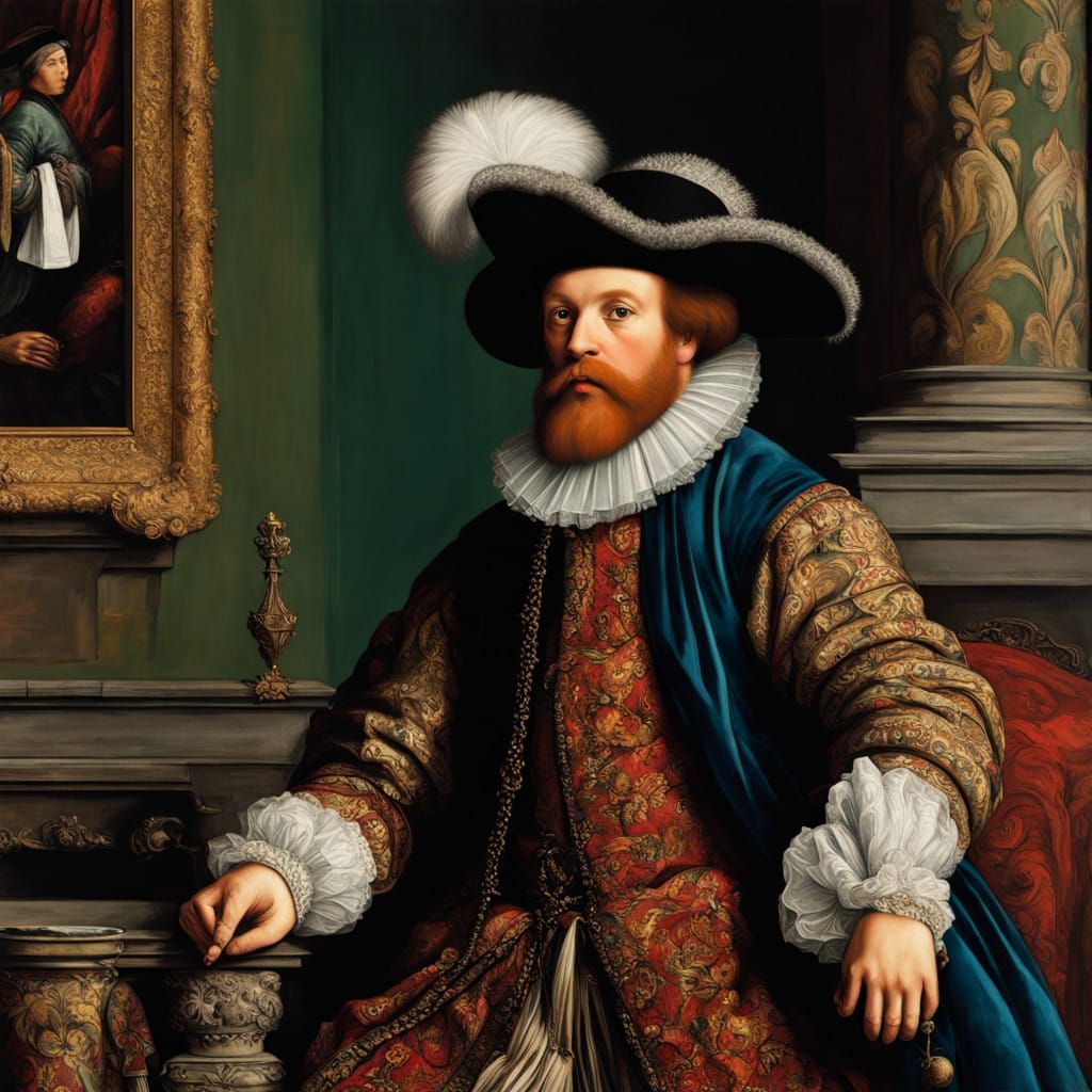 Renaissance Jesters in Opulent Setting