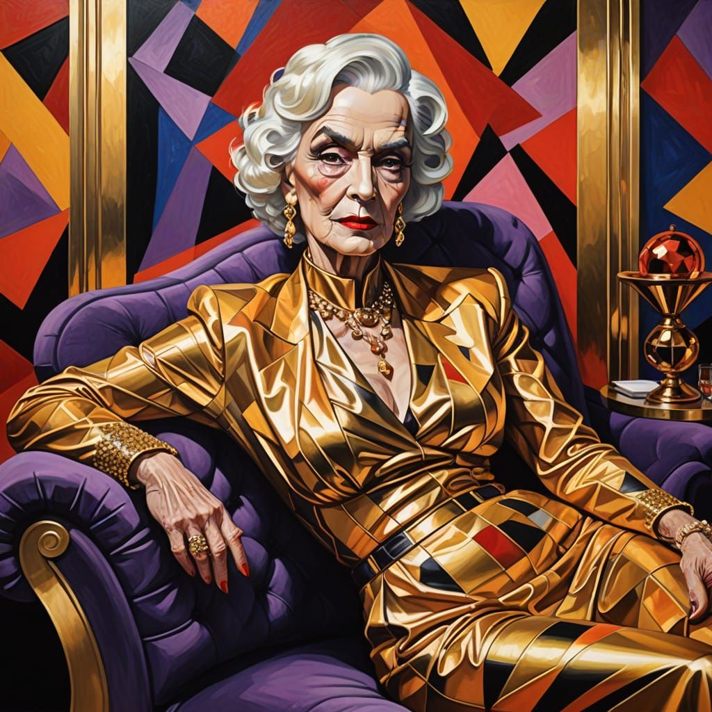 Opulent Portrait of an Elderly Transvestite in Art Deco Styl...