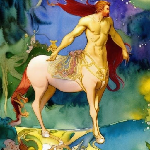 Chiron Centaur Storybook Illustration in Watercolor and Ink