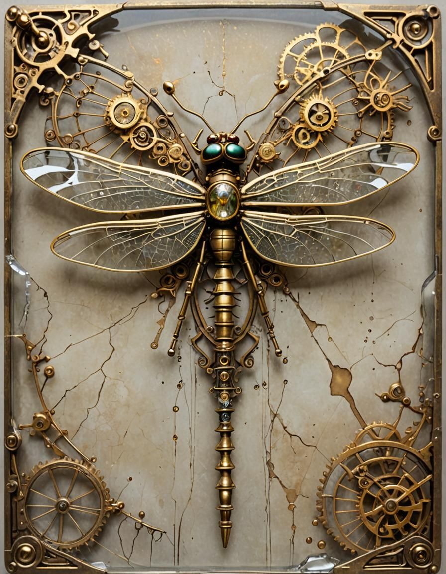 Steampunk Dragonfly with Crystal Wings