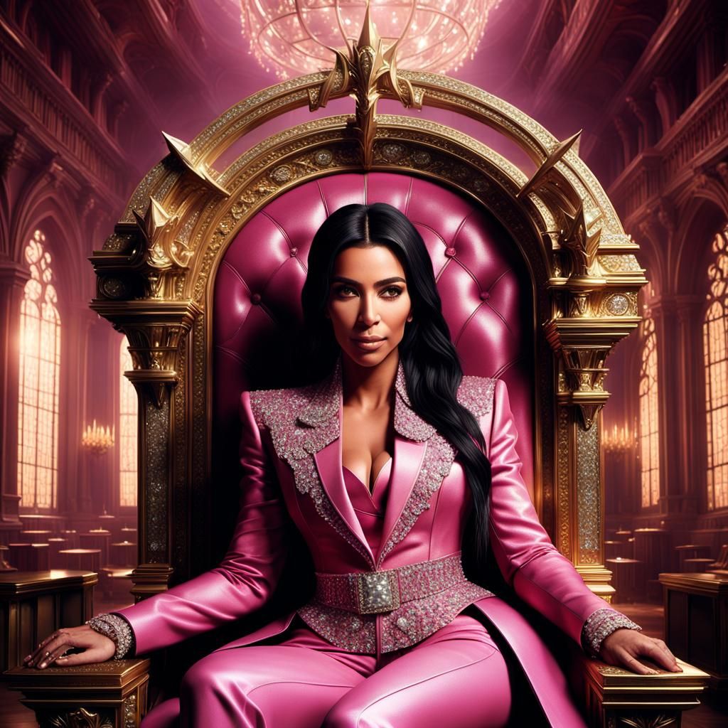 Woman in Pink Suit on Diamond Hogwarts Throne