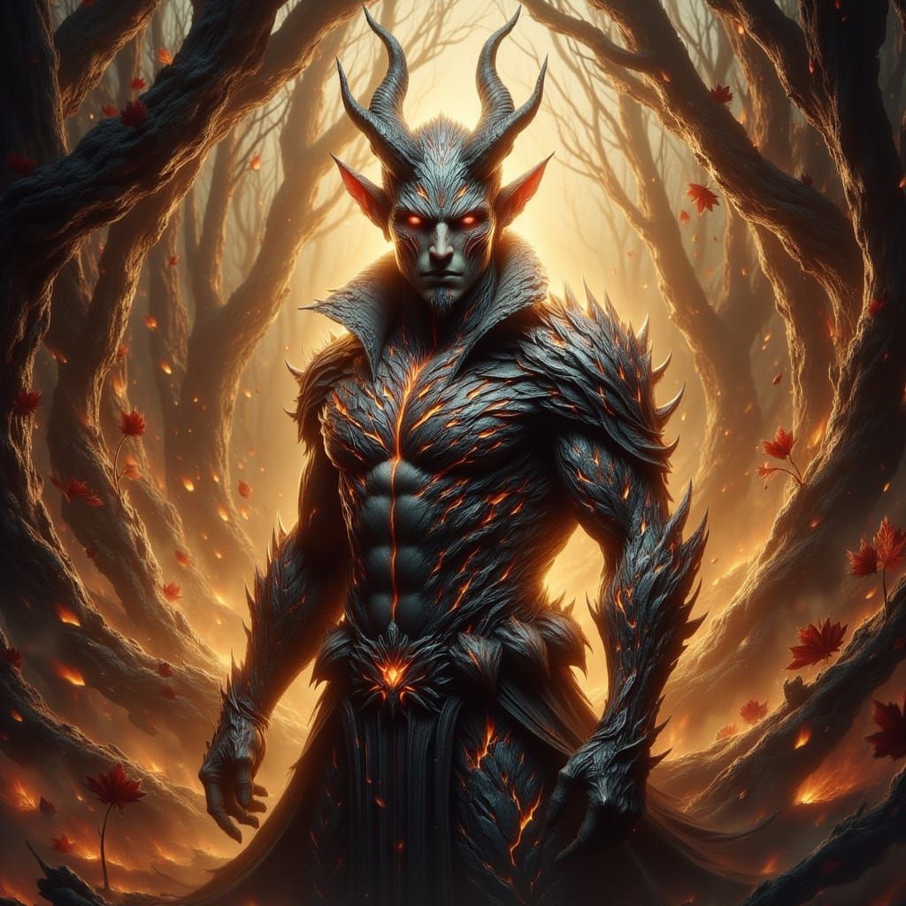 Infernal Tiefling Druid in Autumnal Vortex