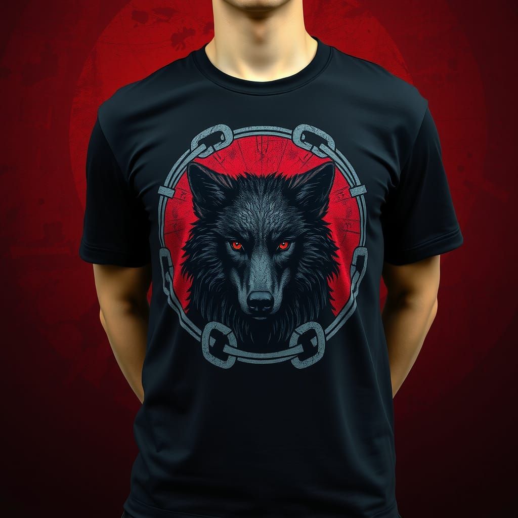 Celtic Wolf Design on Black T-Shirt
