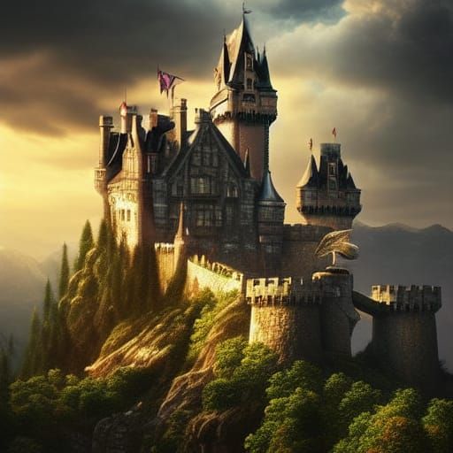 Epic Castle on Mountain: Digital Matte Painting