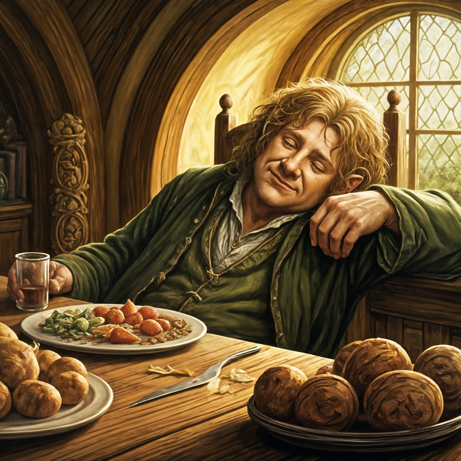 Meriadoc Brandybuck Napping in Hobbit Hole