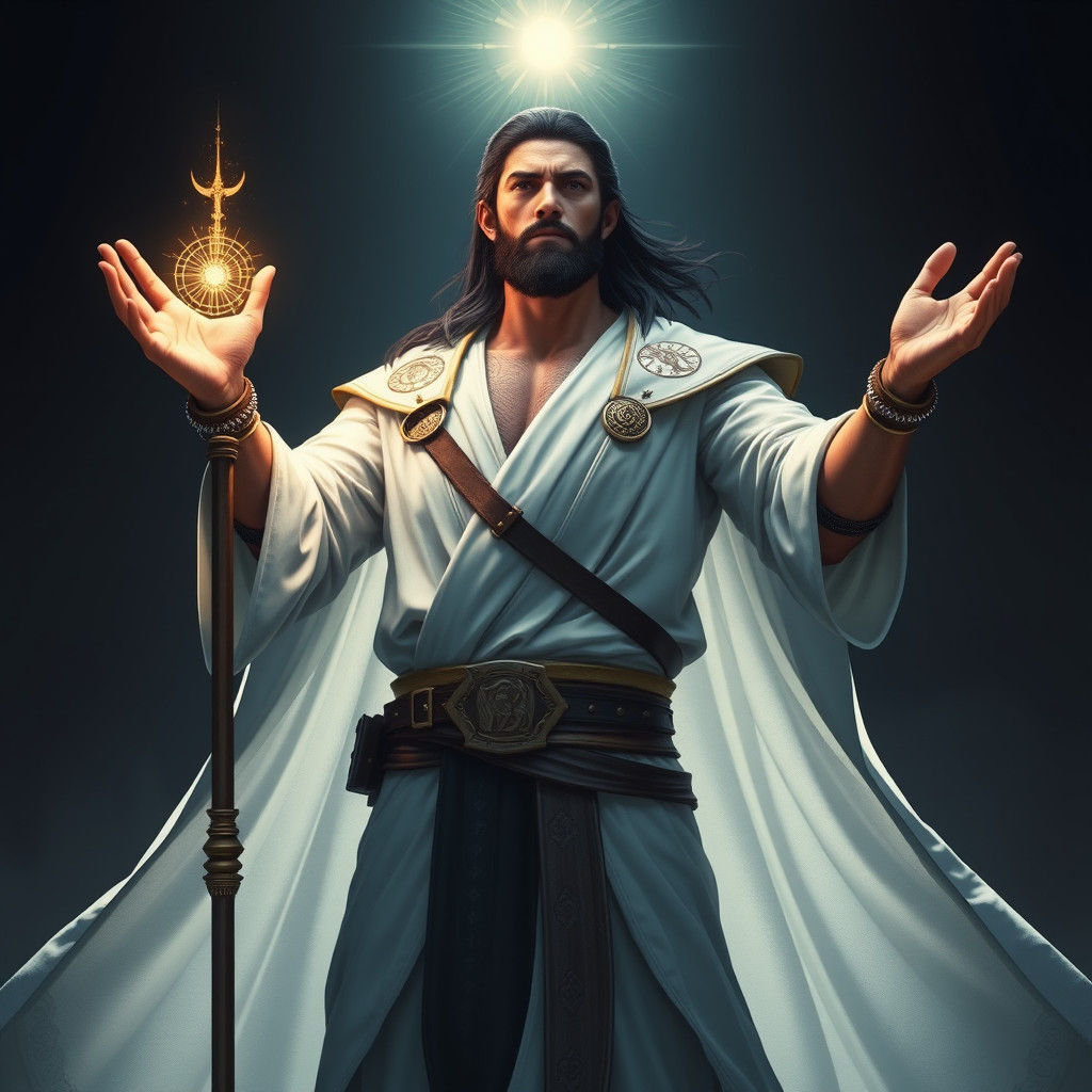 Mystical Warrior-Scholar with Ethereal Staff in 8K