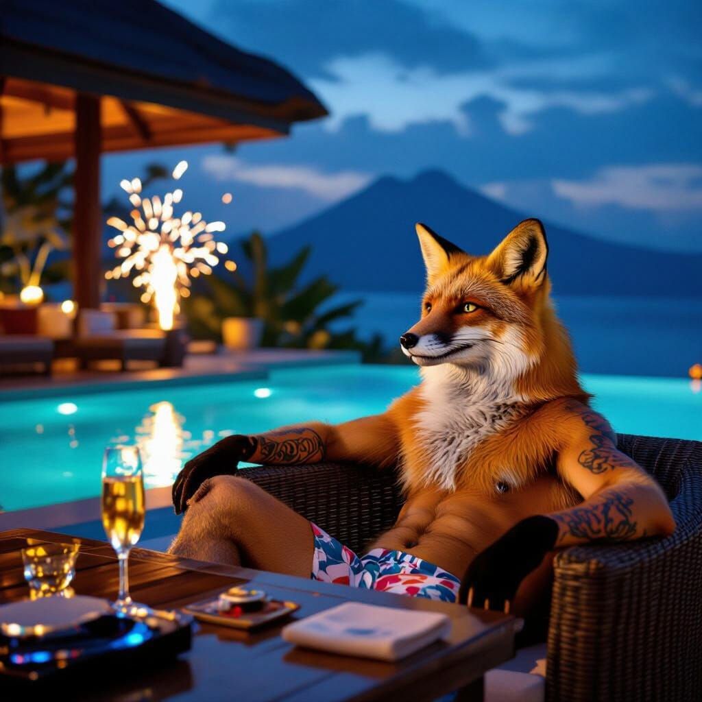 Fox Weekend Party in Bali Resort at Night