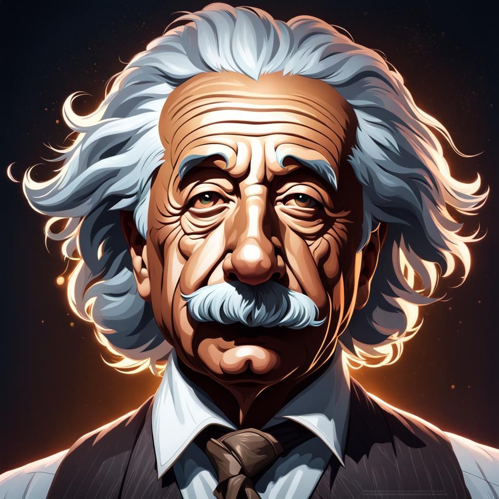 Albert Einstein Portrait in Hyperdetailed Style