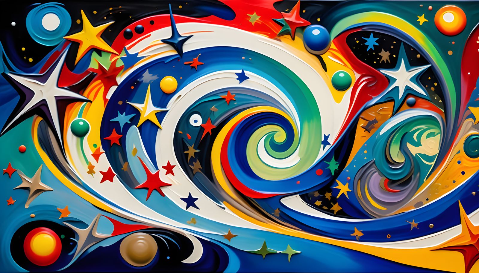 Vibrant Cosmic Maelstroms in Abstract Expressionist Style