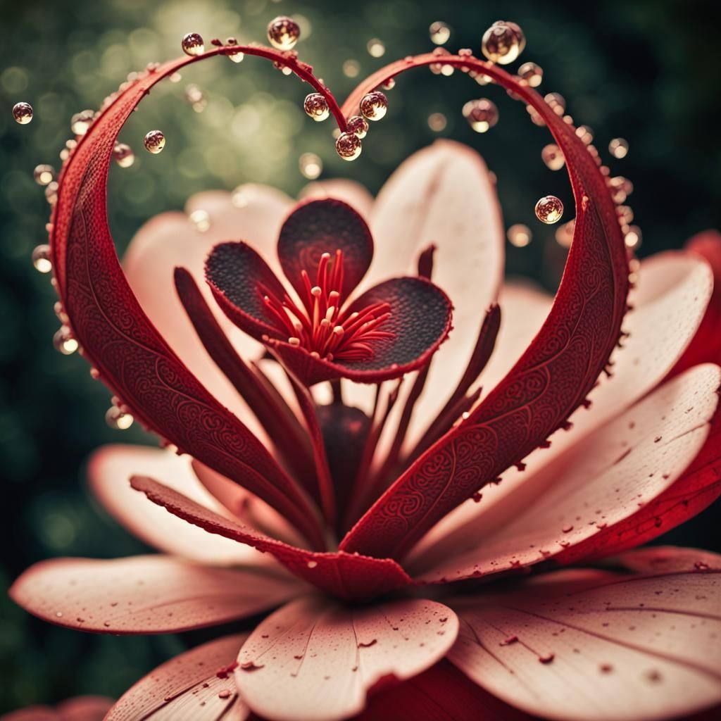 Red Heart Flower in Graffiti Art Style