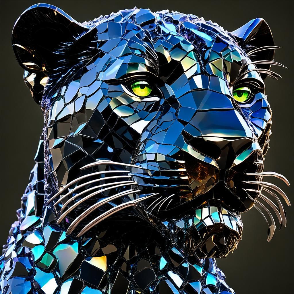 Onyx Crystal Black Panther with Broken Glass Effect
