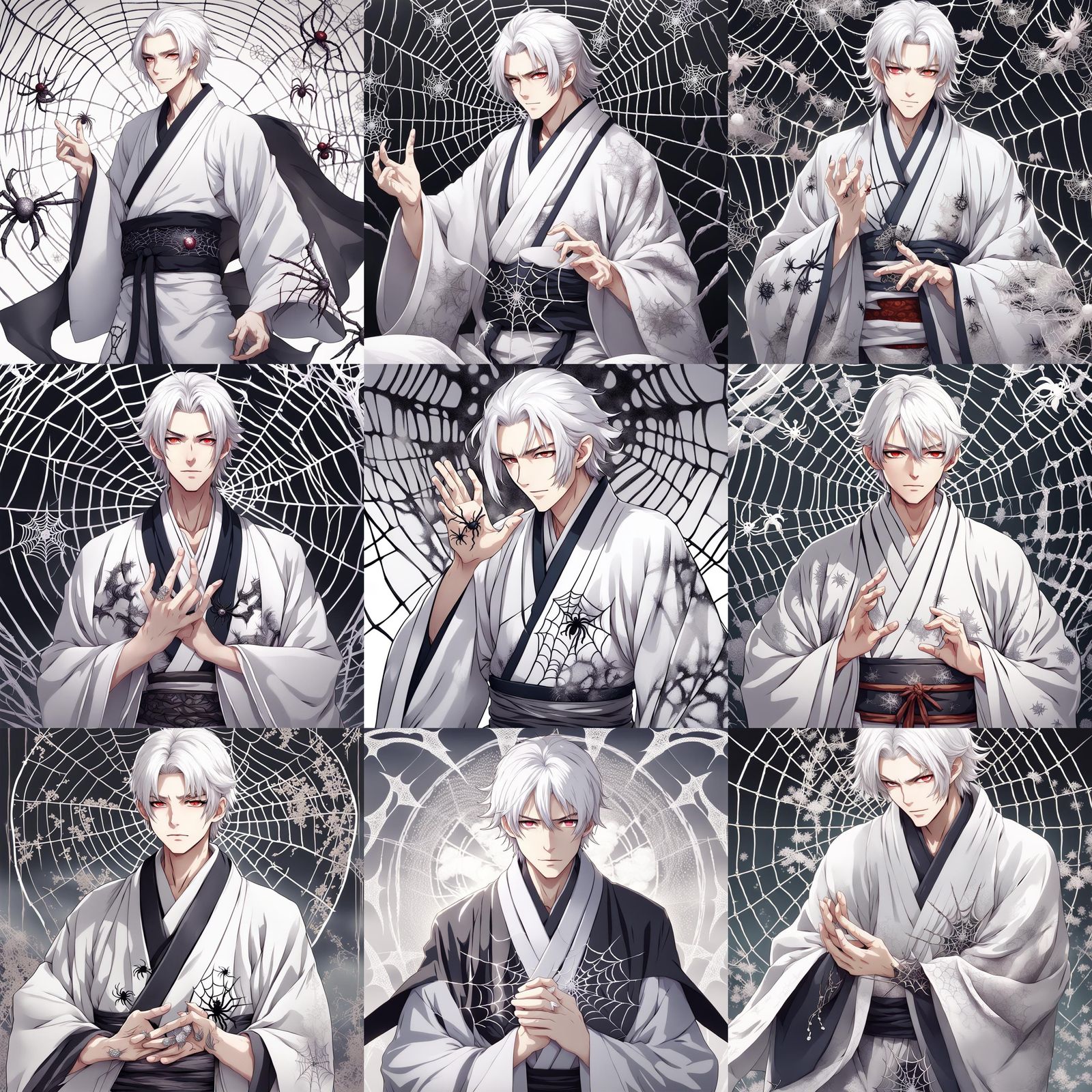 Silver Haired Man in Kimono: Anime Style