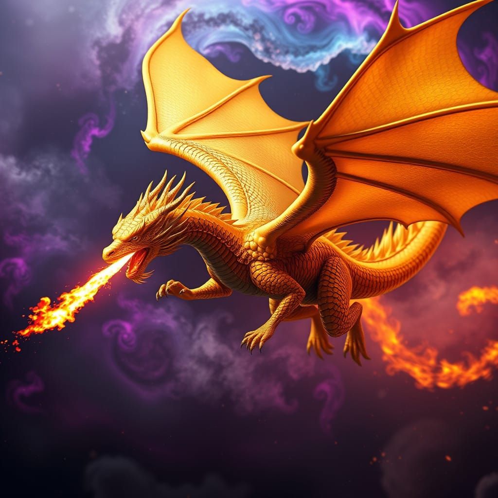 Hyperrealistic Dragon Soars Through Cosmic Vortex