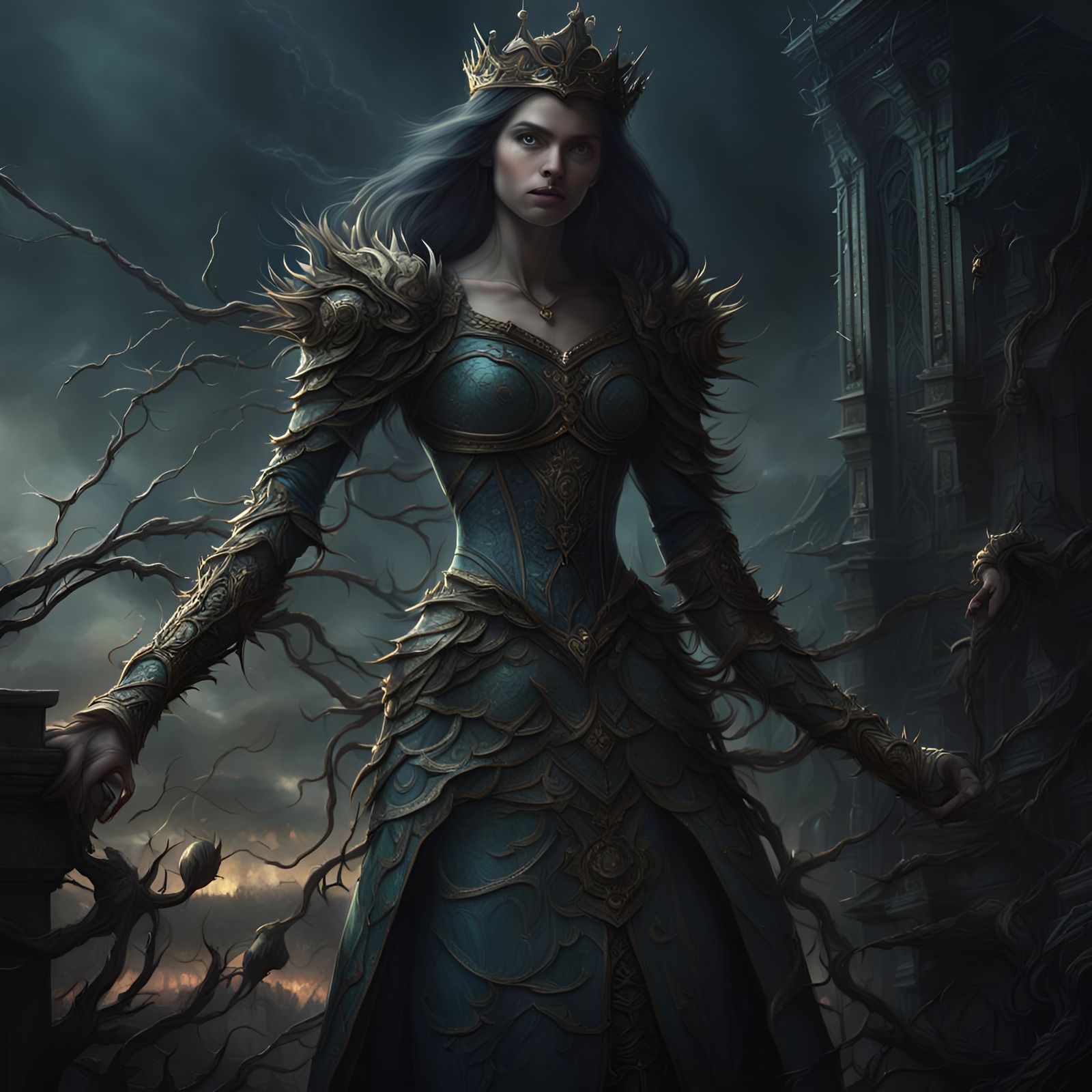 Giant Princess in Thorns: Digital Matte Painting