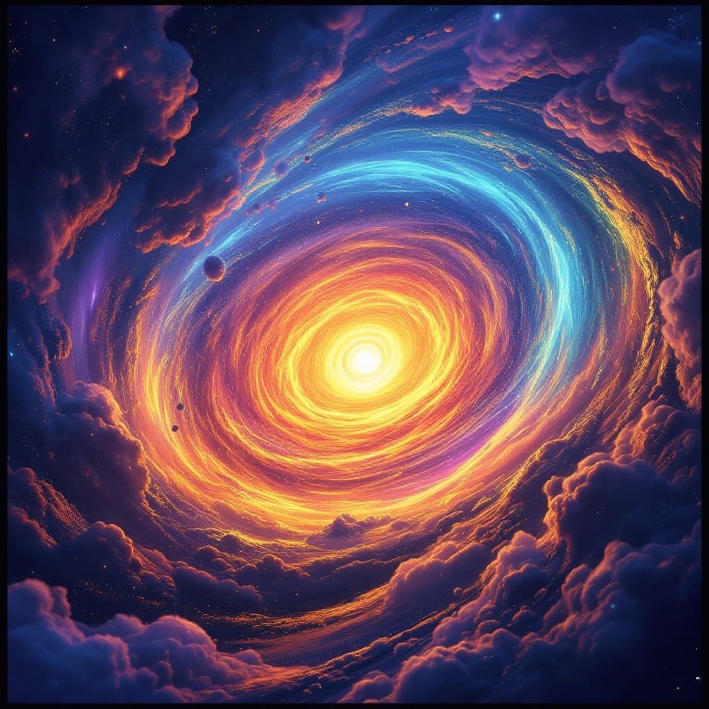 Mystical Mercury in Iridescent Vortex, Sci-Fi Concept Art